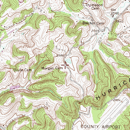 Topographic Map of Morgan Cemetery, WV
