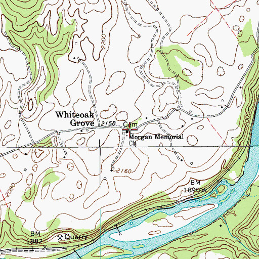 Topographic Map of Morgan Memorial Church, WV