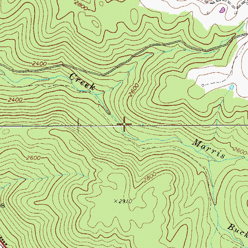 Topographic Map of Morris Creek, WV