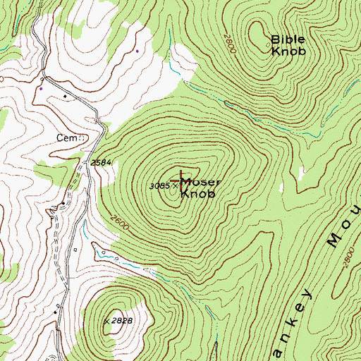 Topographic Map of Moser Knob, WV