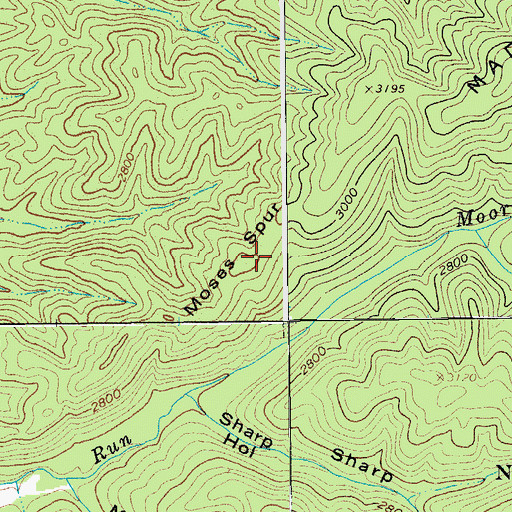Topographic Map of Moses Spur, WV
