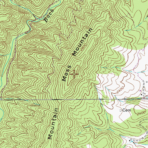 Topographic Map of Moss Mountain, WV