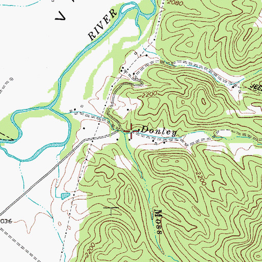 Topographic Map of Moss Run, WV