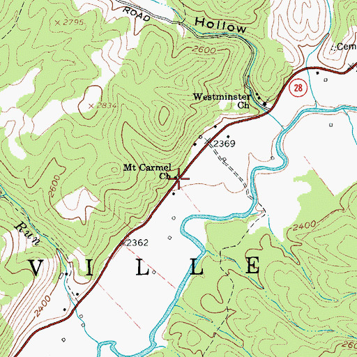 Topographic Map of Mount Carmel Church, WV