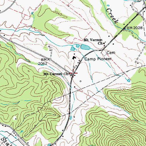 Topographic Map of Mount Carmel Church, WV