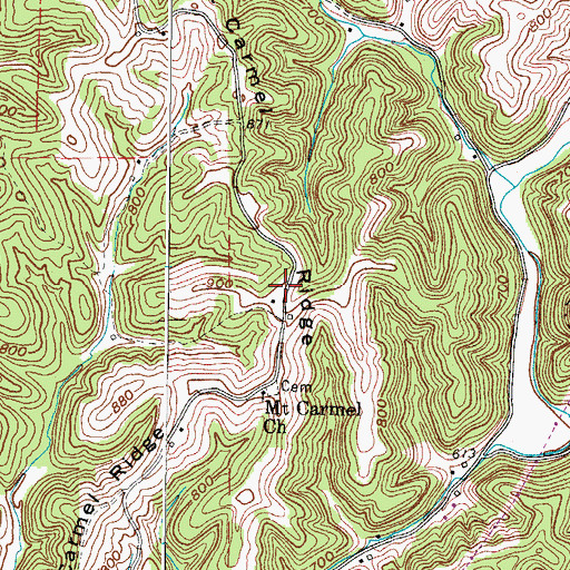 Topographic Map of Mount Carmel Ridge, WV