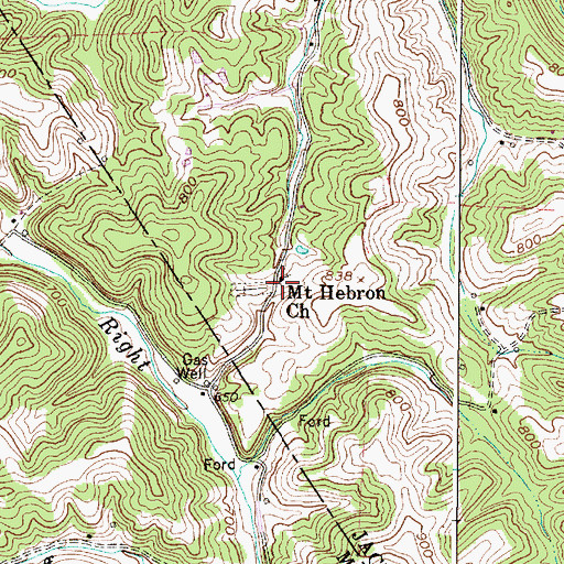 Topographic Map of Mount Hebron Church, WV