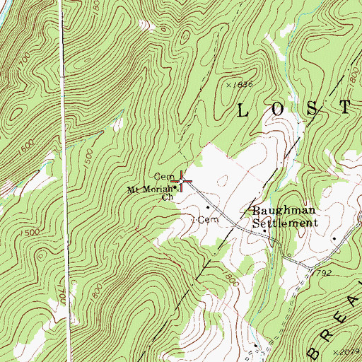 Topographic Map of Mount Moriah Church, WV