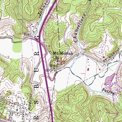 Topographic Map of Mount Moriah Church, WV