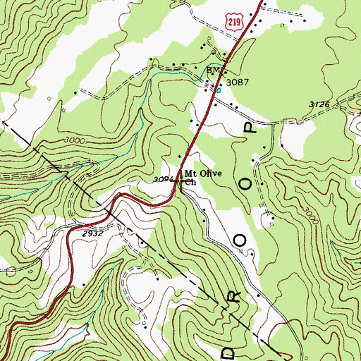 Topographic Map of Mount Olivet United Methodist Church, WV