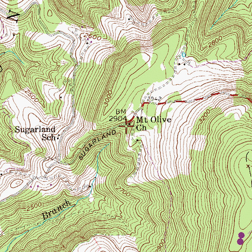 Topographic Map of Mount Olive Church, WV