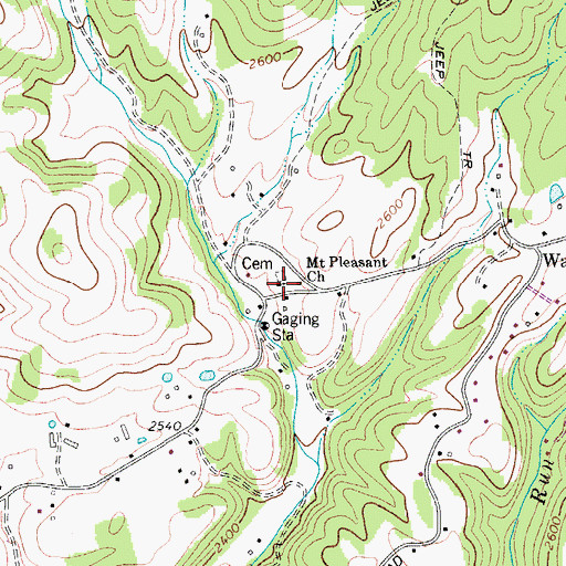 Topographic Map of Mount Pleasant Church, WV
