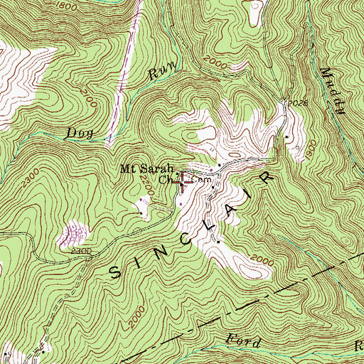 Topographic Map of Mount Sarah United Methodist Church, WV