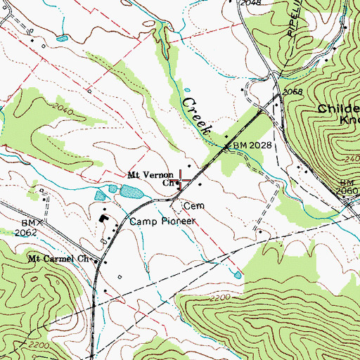 Topographic Map of Mount Vernon Church, WV