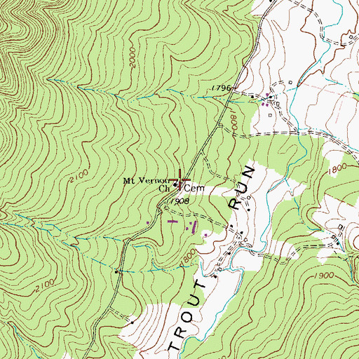 Topographic Map of Mount Vernon Church, WV