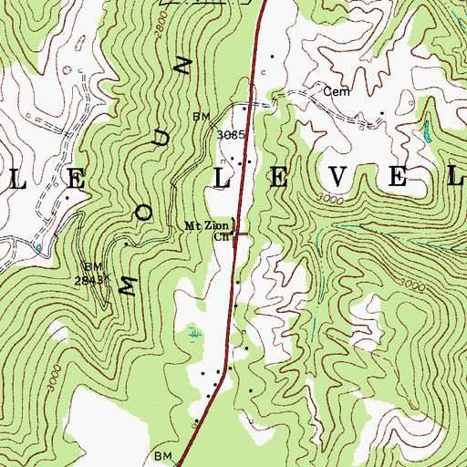Topographic Map of Mount Zion United Methodist Church, WV