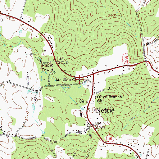 Topographic Map of Mount Zion Church, WV