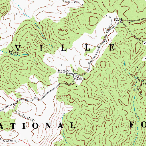 Topographic Map of Mount Zion Church, WV