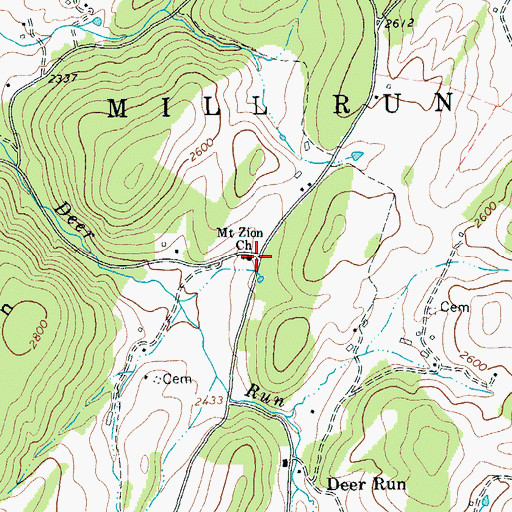 Topographic Map of Mount Zion Church, WV