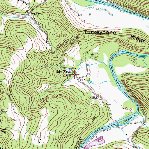 Topographic Map of Mount Zion Church, WV