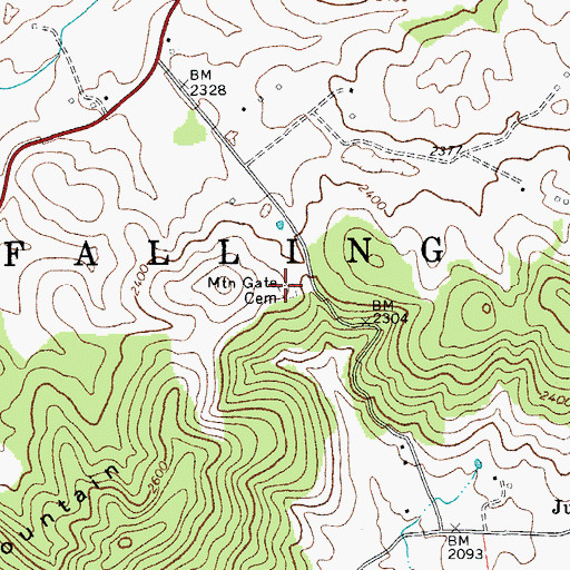 Topographic Map of Mountain Gate Cemetery, WV