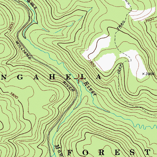 Topographic Map of Mountain Lick Run, WV