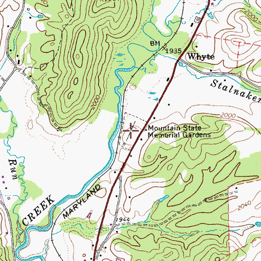 Topographic Map of Mountain State Memorial Gardens, WV