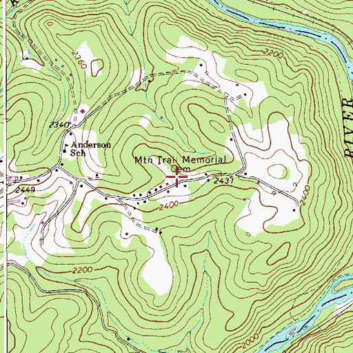 Topographic Map of Mountain Trail Memorial Cemetery, WV