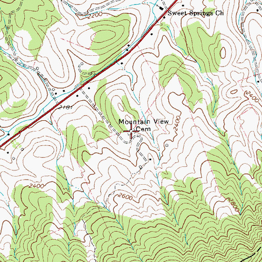 Topographic Map of Mountain View Cemetery, WV