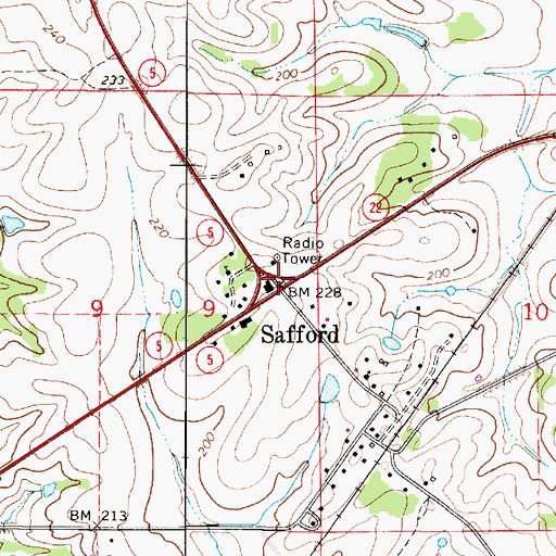 Topographic Map of Safford, AL