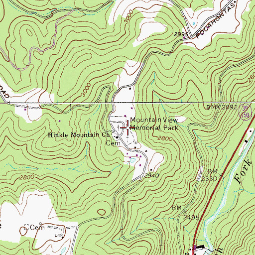 Topographic Map of Mountain View Memorial Park, WV