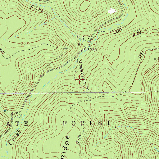 Topographic Map of Mowry Run Trail, WV