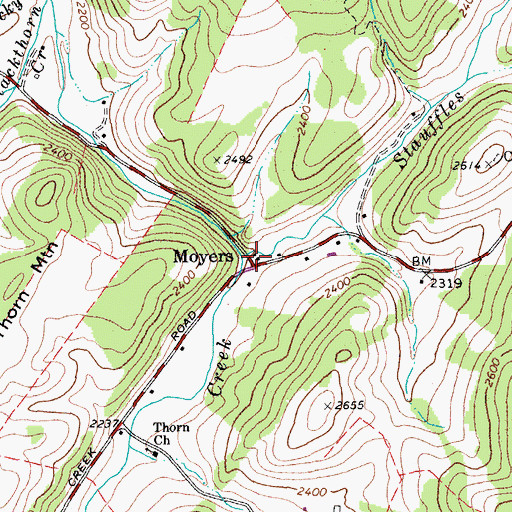 Topographic Map of Moyers, WV