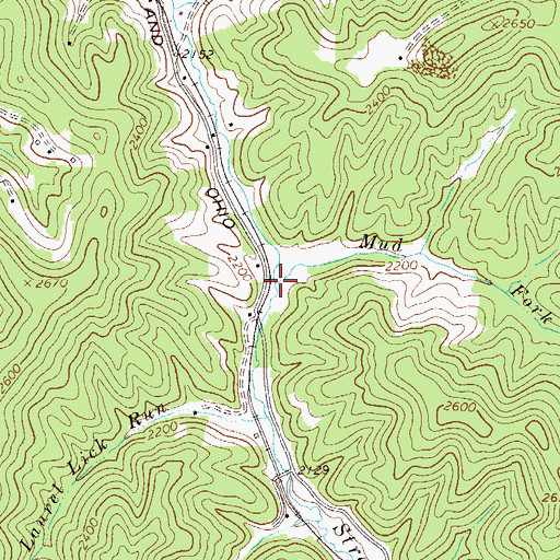 Topographic Map of Mud Fork, WV