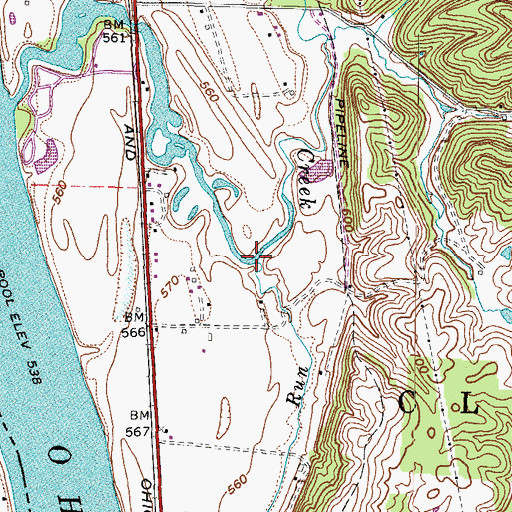 Topographic Map of Mud Run, WV