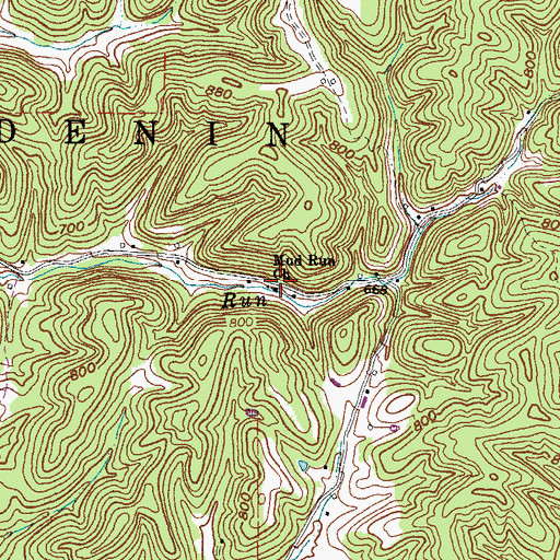 Topographic Map of Mud Run Church, WV
