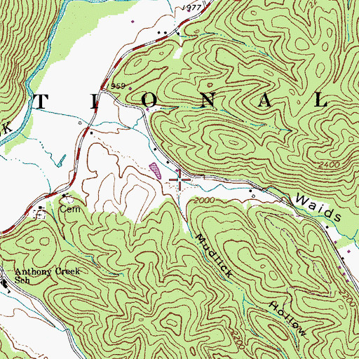 Topographic Map of Mudlick Hollow, WV