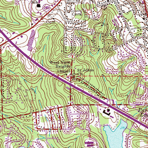Topographic Map of Saint Johns Church, AL