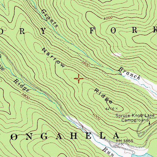 Topographic Map of Narrow Ridge, WV