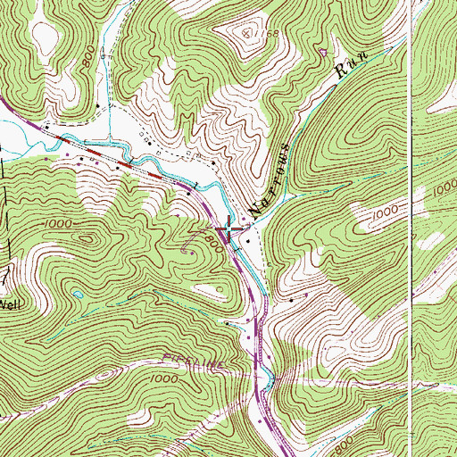 Topographic Map of Narrows Run, WV
