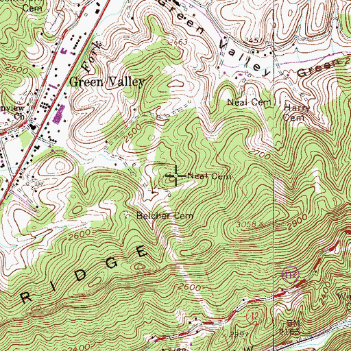 Topographic Map of Neal Cemetery, WV