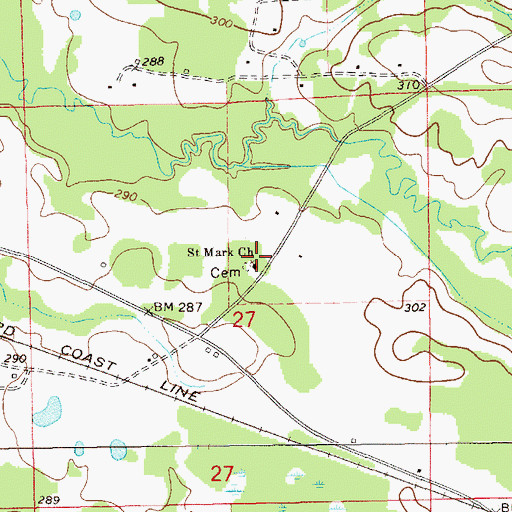 Topographic Map of Saint Mark Baptist Church, AL