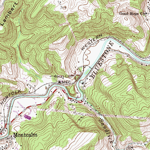 Topographic Map of Neal Cemetery, WV