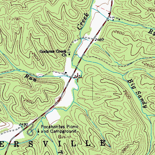 Topographic Map of Necholas Run, WV
