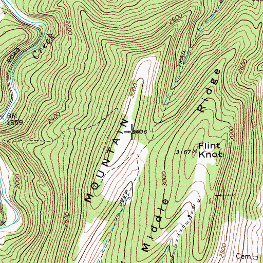 Topographic Map of Neds Mountain, WV