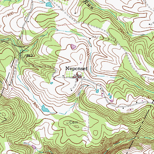 Topographic Map of Neponset, WV