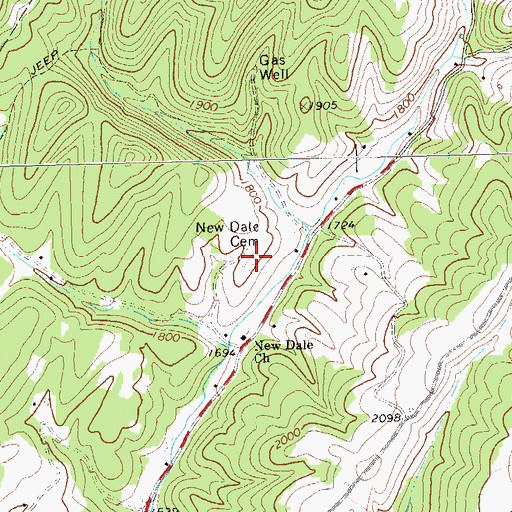 Topographic Map of New Dale Cemetery, WV