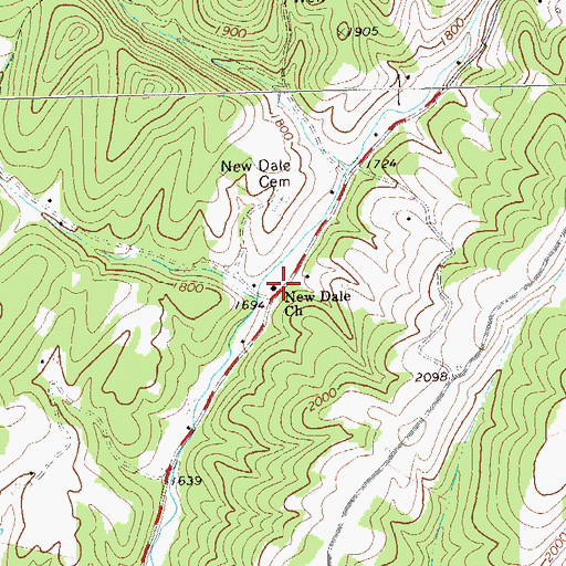 Topographic Map of New Dale Church, WV