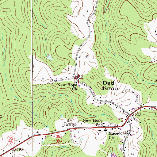 Topographic Map of New Hope Church, WV