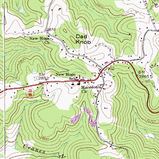 Topographic Map of New Hope School (historical), WV